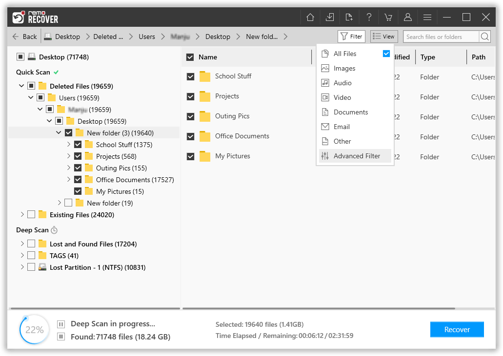 View Folders and Files